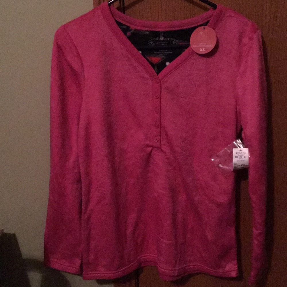 NWT pink faux fur pajama shirt